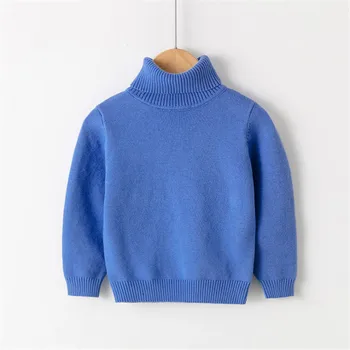 

Autumn And Winter New High Neck Knitted Sweater Baby Girl Winter Clothes Children's Turtleneck Boy Sweater Solid Candy Color