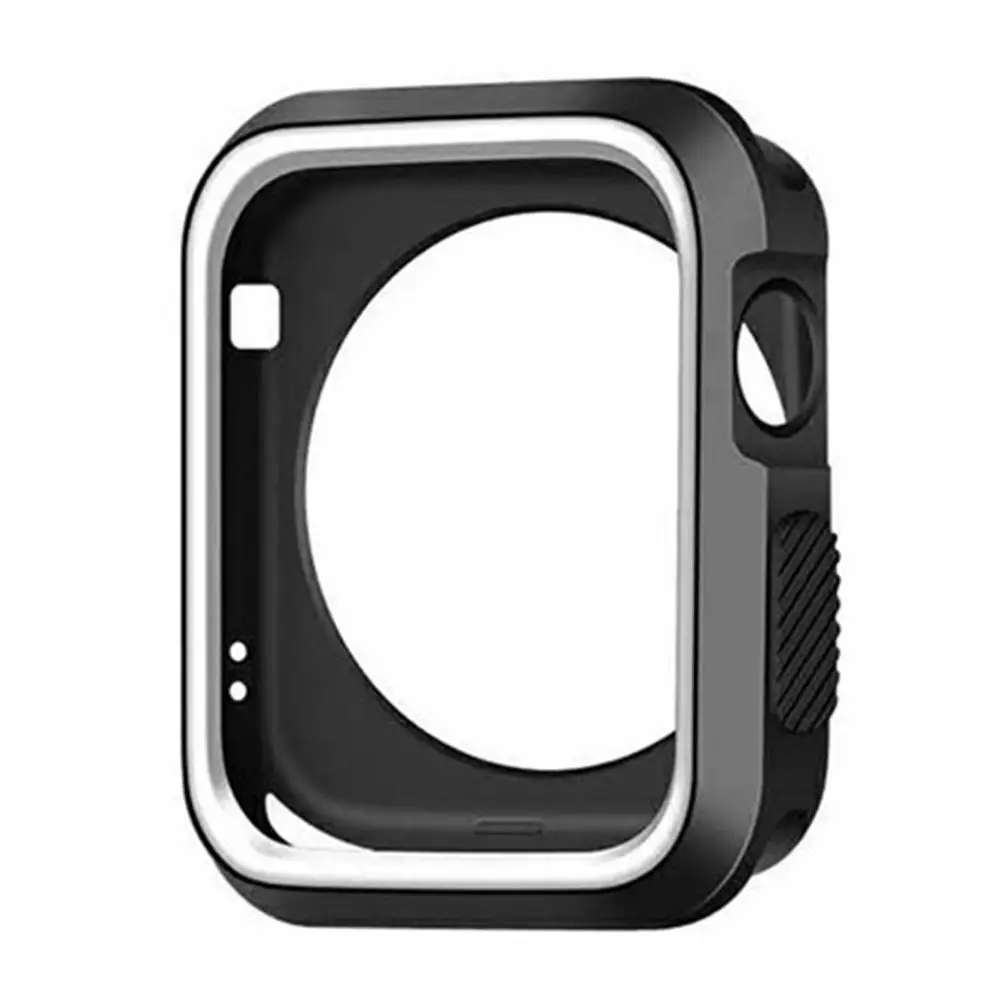 Black White 42MM Для Apple Watch 3 чехол для часов Силиконовый мягкий чехол Iwatch2 ремешок Броня анти-падение мужской прочный полезный - Цвет: Black White 42MM