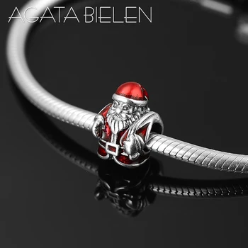 

2018 Hot DIY 925 Sterling Silver Fun Santa Claus fine Enamel beads Fit Original Pandora Charm Bracelet Jewelry making