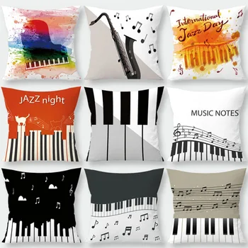 

45x45cm Music Notes Cushion Cover Musical Note Printing Throw Pillow Case Cushion Cover Home Decoration Pillowcase