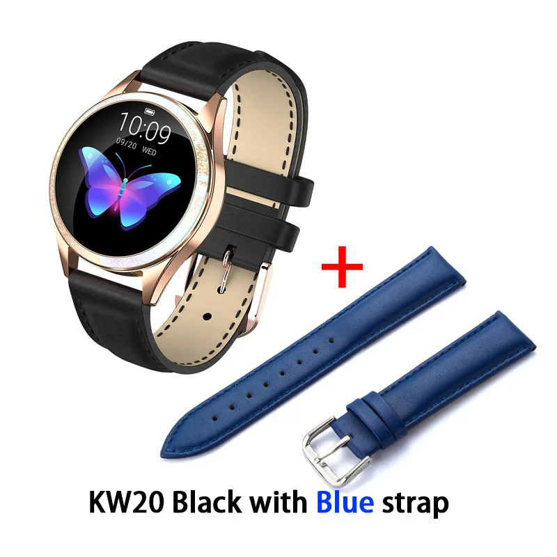 KW20 женские умные часы IP68 водонепроницаемый браслет контроля сна Спорт Фитнес Facebook напоминание 1,04 дюймов для Android IOS V KW10 - Color: black add blue
