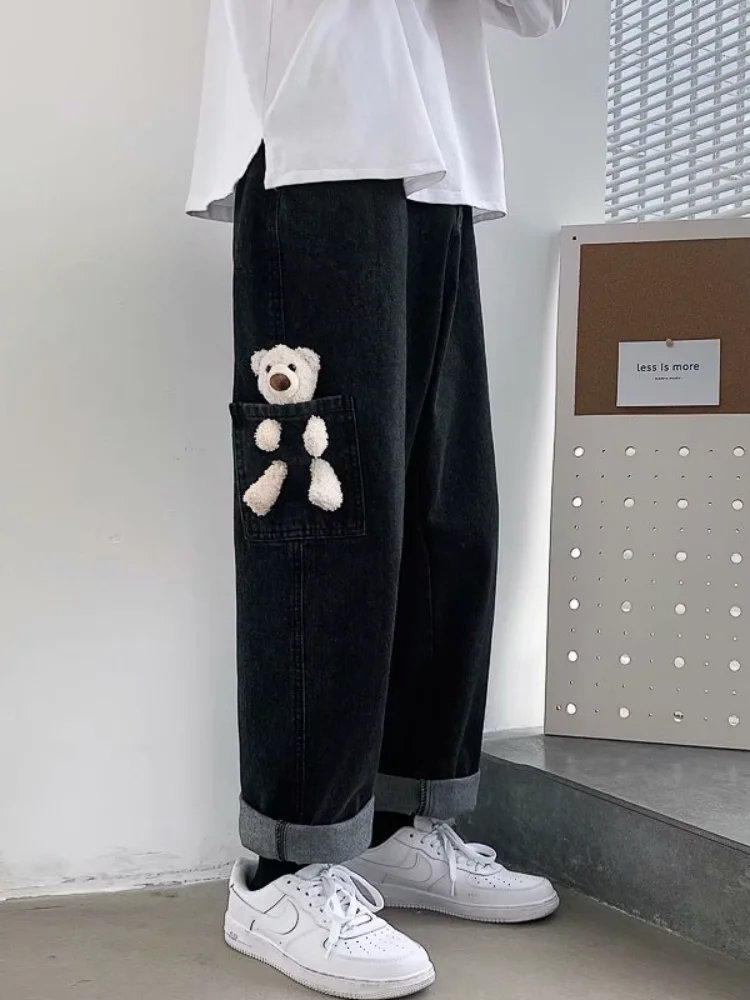 ICCLEK 2021 New Bear Jeans Men's Jeans Fashion Jeans Autumn and Winter Casual Pants High Street Hip-hop Jeans Skinny Jeans Men