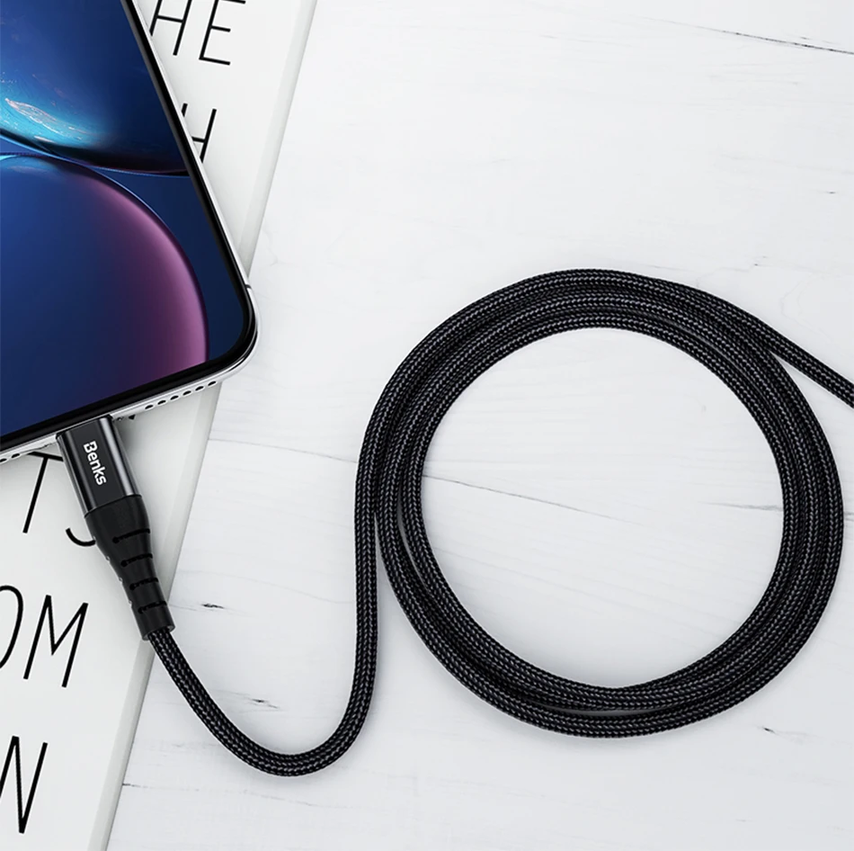 Benks M11 MFi PD Fast Charging Cable For iPhone XS 11 Pro MAX X XR 8 Plus Type USB C to Lightning Phone Cable Nylon Charger Cord (10)