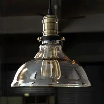 

Vintage Industrial Loft Style Pendant Light Modern Ceiling Hanging Lamp Glass Lamp Shade Chandelier Lights Transparent Lampshade