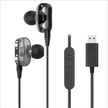 

Hot TTKK HiFi Game Headset Quad-Core Dual Drive Unit Stereo Subwoofer Noise Reduction Headphone Speakers with MIC USB Earphone