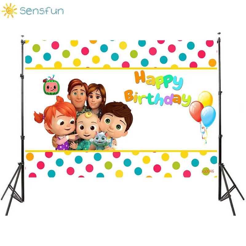 Sensfun Cocomelon День рождения фон для фотосъемки с изображением Семья детский фото на