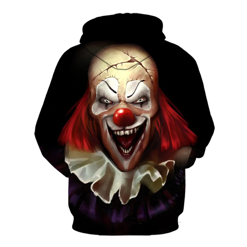 Толстовка с 3D принтом из фильма ужасов клоуна, одноцветная Толстовка для мужчин и женщин, пуловер с капюшоном Фредди Джейсона, толстовка с капюшоном для Хэллоуина