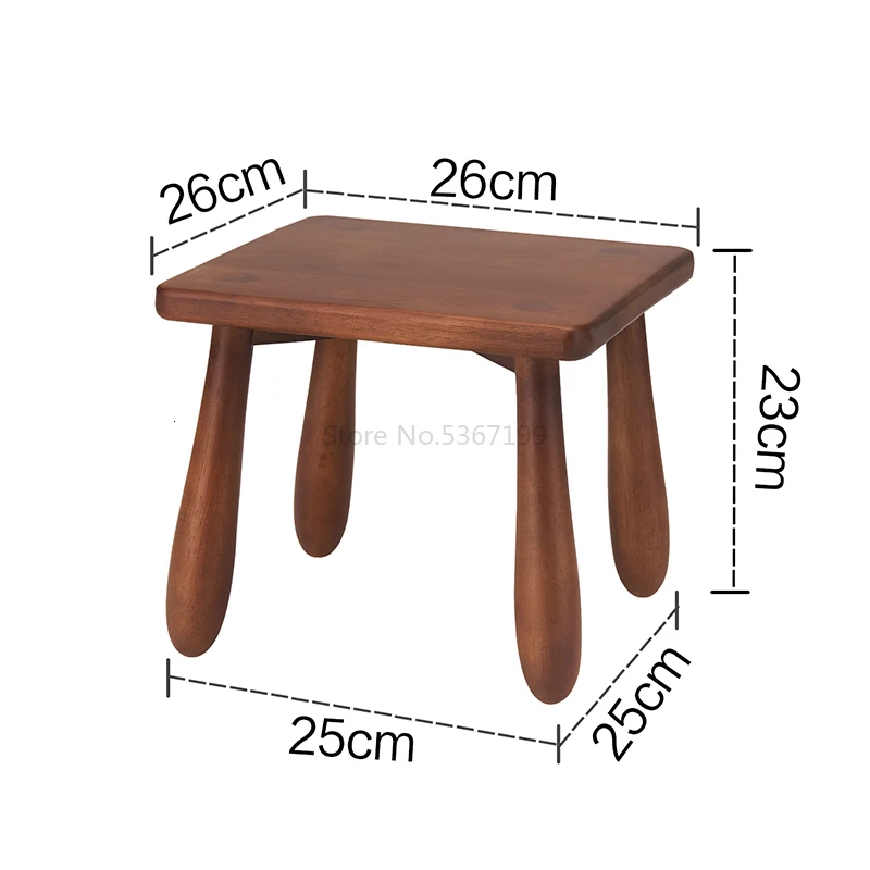 Solid Wood Small Bench Home Children's Stool Living Room Bedroom Small Round Stool Square Stool Low Stool Creative Small Mazar - Цвет: Бургундия