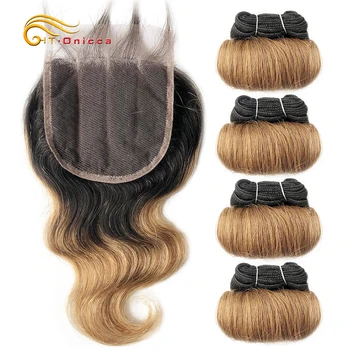 

Short Deep Wave Bundles With Closure Malaysian Curly Human Hair 4pcs Wavy Bundles 4x4 Lace Closure Remy Bundles Hair Weaves
