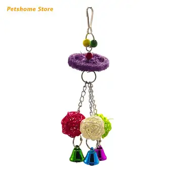 

Bird Toys, Parrot Toys with Bells, Parrots Cage Chewing Toy with Colorful Wood