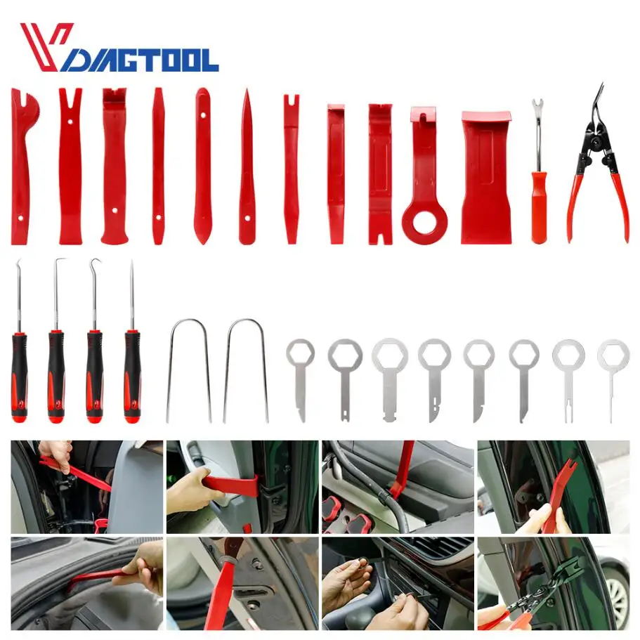 VDIAGTOOL 28 шт. Инструменты для удаления автомобильного радио автомобиля наборы