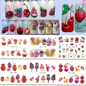 

1pc Nail Art Stickers Water Decals Ice Cream/Fruit Cherry Strawberry Water Transfer Nail Sticker DIY Tattoo Decor LASTZ474-488