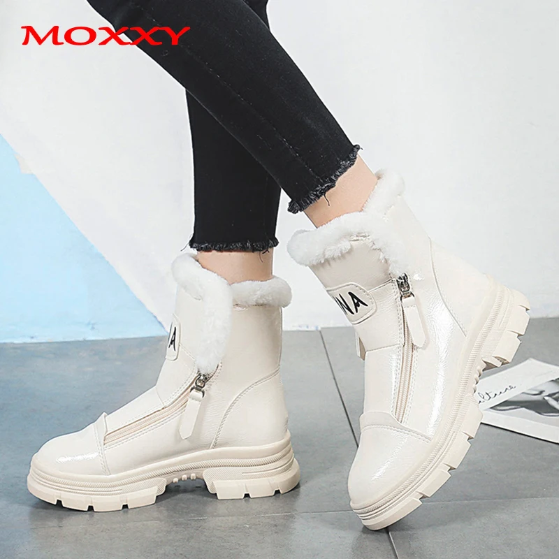 Winter Sneakers Warm Fur Shoes Woman Black White Sneakers Zipper Winter Boots Lady Casual Shoes High Top Sneakers Platform