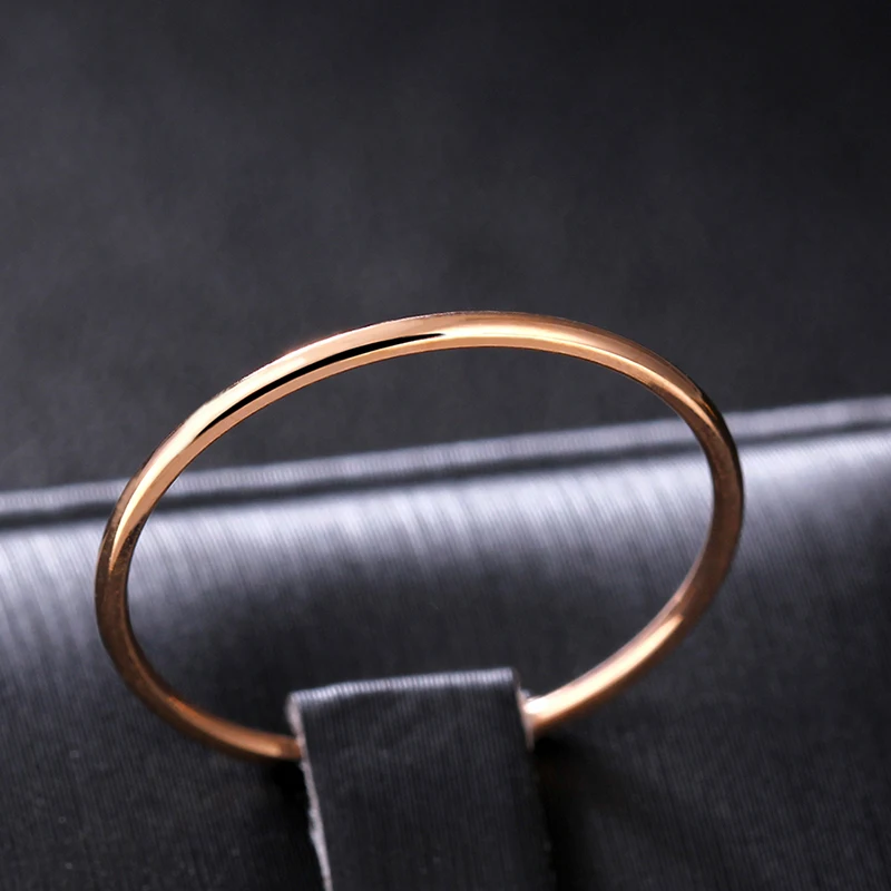 Rose Gold 1mm 2 мм черные титановые кольца для мужчин и женщин,, Прямая поставка - Цвет основного камня: Rose Gold 1mm