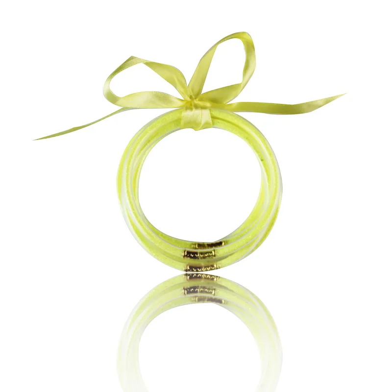 Neon Yellow 5 шт./компл. золото все блестящие заполнены силиконовые браслеты с блестками прогноз желе браслеты для Для женщин «Молитва о душевном спокойствии» браслет ювелирные изделия - Окраска металла: Neon Yellow