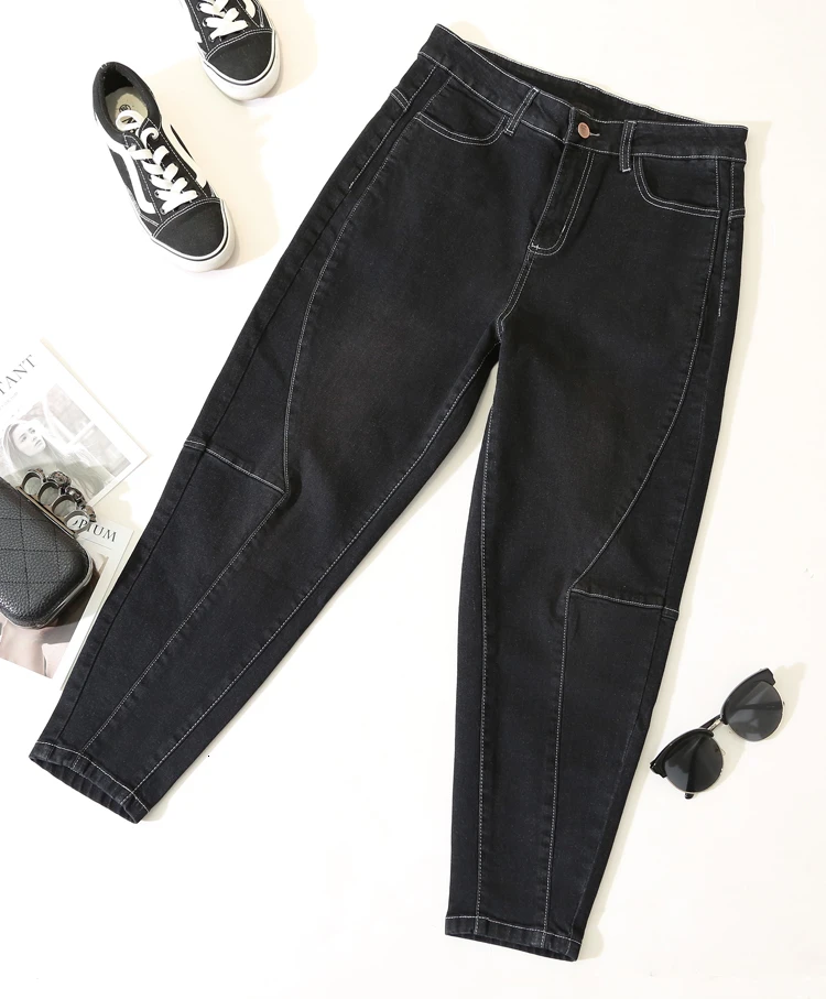Ladies Autumn Winter plus size jeans women Harem Pants Female Simple casual High Waist trousers Jeans Fashion Legging 2 Color