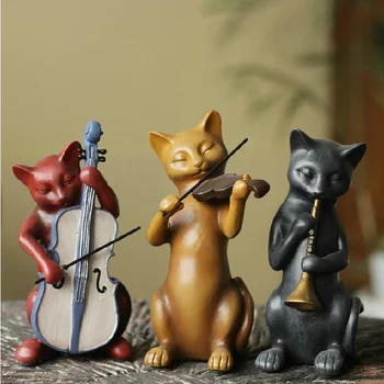 

Modern Creative Music Resin Cat Ornament Home Furnishing Decoration Crafts Bedroom Desktop Statues Figurines Decor Accessories