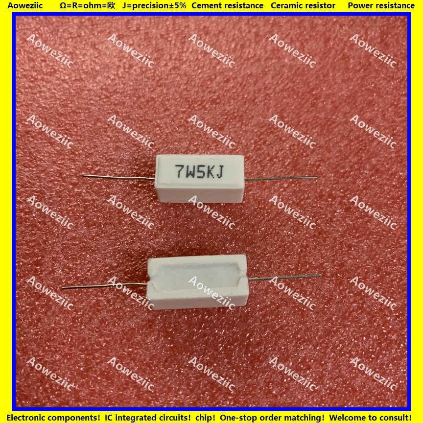 10Pcs 7W5KJ 7W5KΩ RX27 Horizontale Cement Weerstand 7W 5K Ohm 7W5K ...