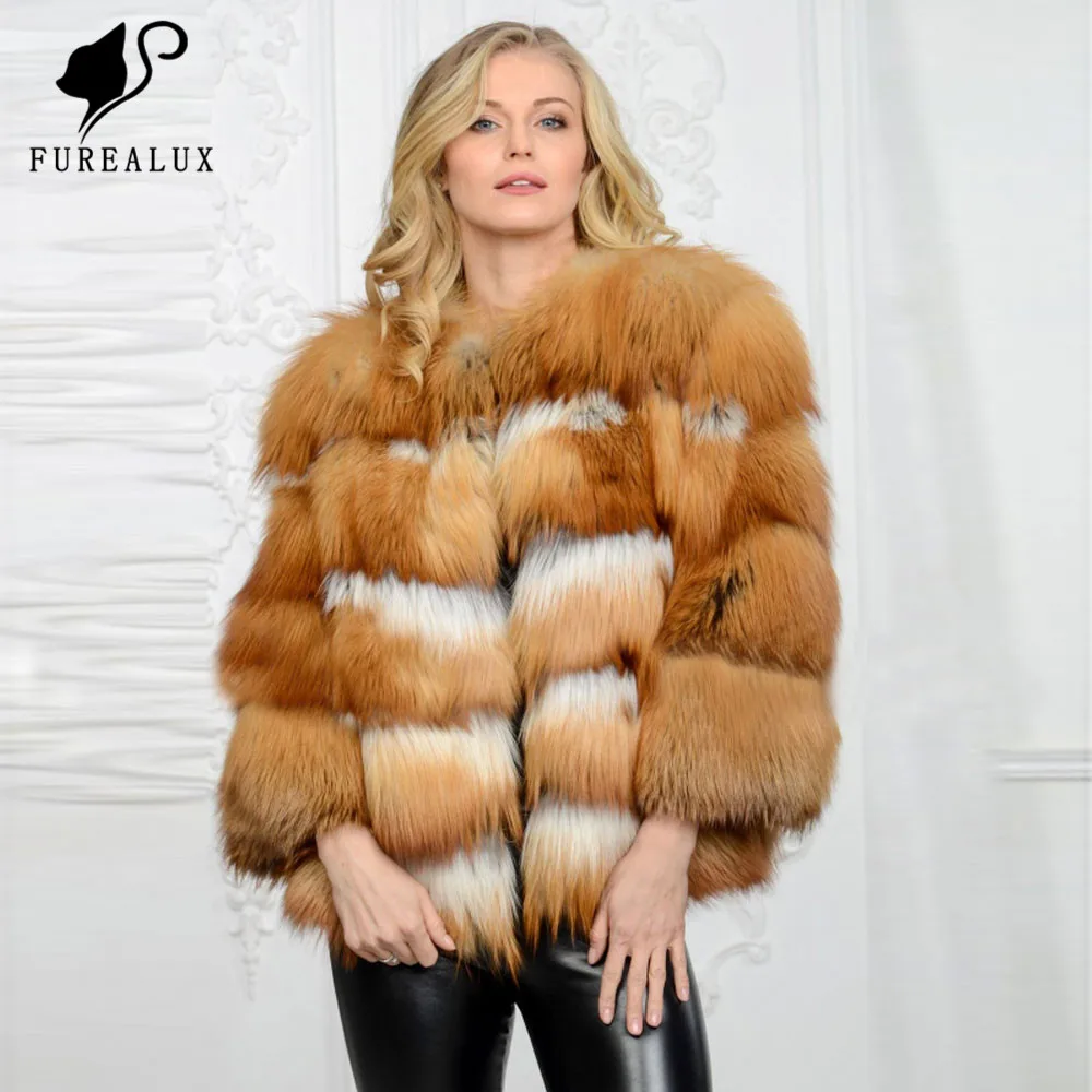 

Short Paragraph Winter Jacket For Women New Design Russian Whole Skin Natural Real Red Fox Fur Coat Handmade Clothing Customized
