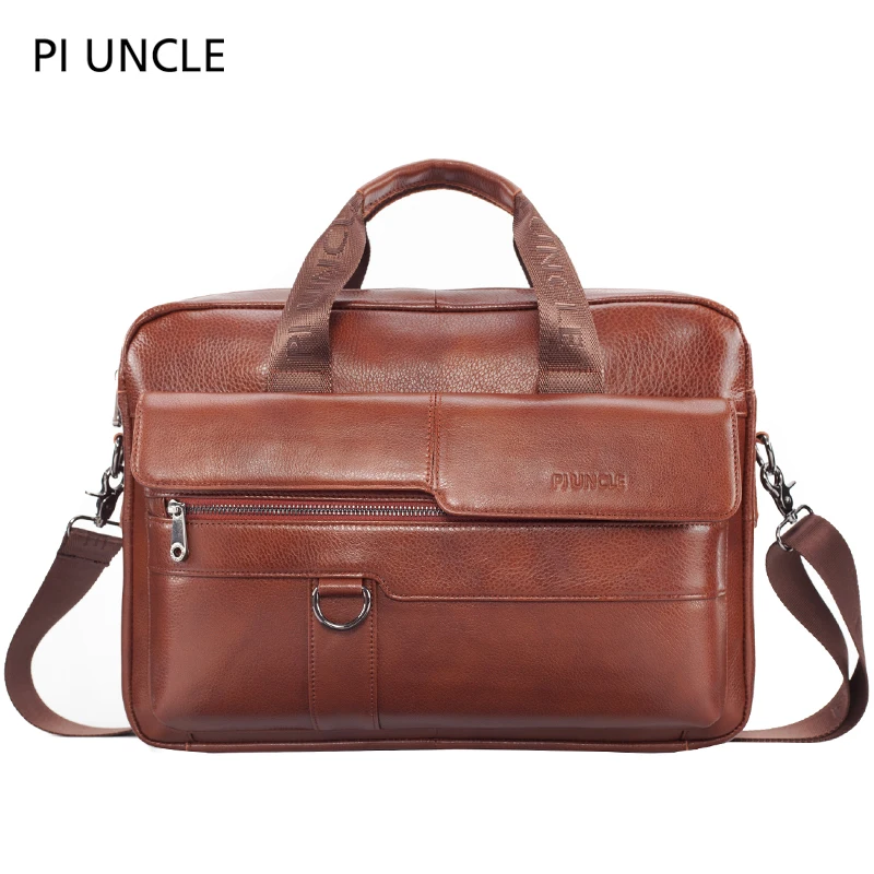 Бренд PIUNCLE, Мужской винтажный портфель из натуральной кожи, 14 дюймов, сумка для компьютера, деловая сумка через плечо, сумка для ноутбука, мужская сумка-мессенджер ts