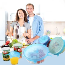 6 шт Силиконовая крышка для сохранения свежести, герметичная пластиковая упаковка для холодильника