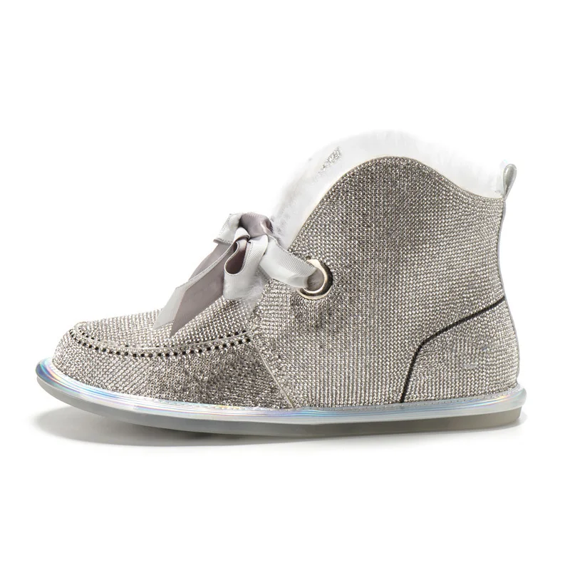 Najtaniej Zima Sexy Rhinestone utrzymać ciepłe buty na śnieg kobiety Bowknot okrągłe Toe botki damskie buty kobieta buty casual Zapatos De Mujer