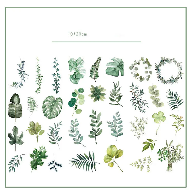 Наклейки с зелеными листьями 3 шт./лот Набор декоративных наклеек для журнала