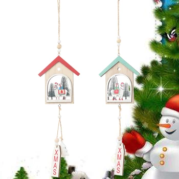 

Christmas Decorations For Home Wooden Hollow Hanging Ornaments Pendant Mini Wood House Pendant Xmas Tree Decorations Party Decor