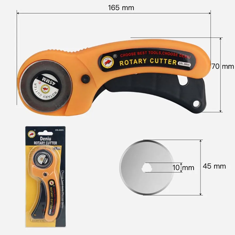 Leather Craft Tools Leather Sewing Tools Craft Cutting Tools LeatherCraft 45mm Rotary Cutter Leather Cutting Tool Fabric Cutter Circular Blade DIY Patchwork Sewing Quilting Fit Olfa Cut