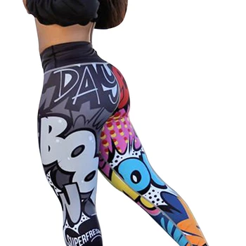 

Slim Leggings Graffiti 3D Print push up leggings Women Ankle-Length Elastic Fitness Pencil leggings