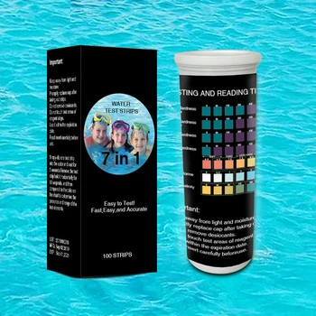 

50Pcs 7 In 1 Easy Distinguish Bromine Pool Chlorine Bottled PH Alkalinity Test Multi-use Practical Spa Water Hardness Test Strip