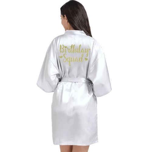 생일 소녀 분대 기모노 가운 여성 실크 생일 가운 섹시한 잠옷 가운, 새틴 가운, 생일 파티 목욕 가운 2