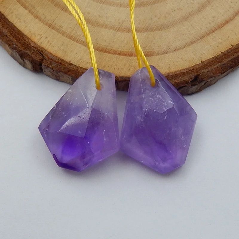 

Natural Stone Amethyst Handmade Earring Pairs For Women 18x14x7mm 4.59g