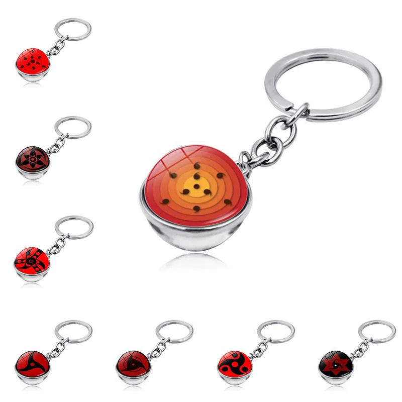 

Naruto Sharingan Time Stone Keychain Pendant Silver Metal Key Ring Anime Hanging Decoration