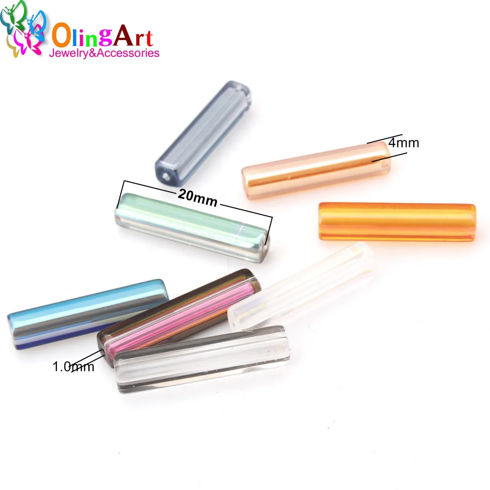 OlingArt 4*20 мм 16 шт./лот стеклянные бусины позолота мечты смешанные прямоугольные
