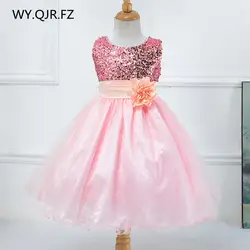 BH-L067 # бальное платье розового, розового, красного цвета, костюм маленькой подружки невесты газовые платья с блестками и цветочным узором