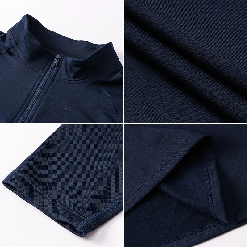 Customize Men Winter Fleece Sposwear Shis Long Sleeve Gym Running Tops Fiess Compression Half Zip Rashgard_voghion.com