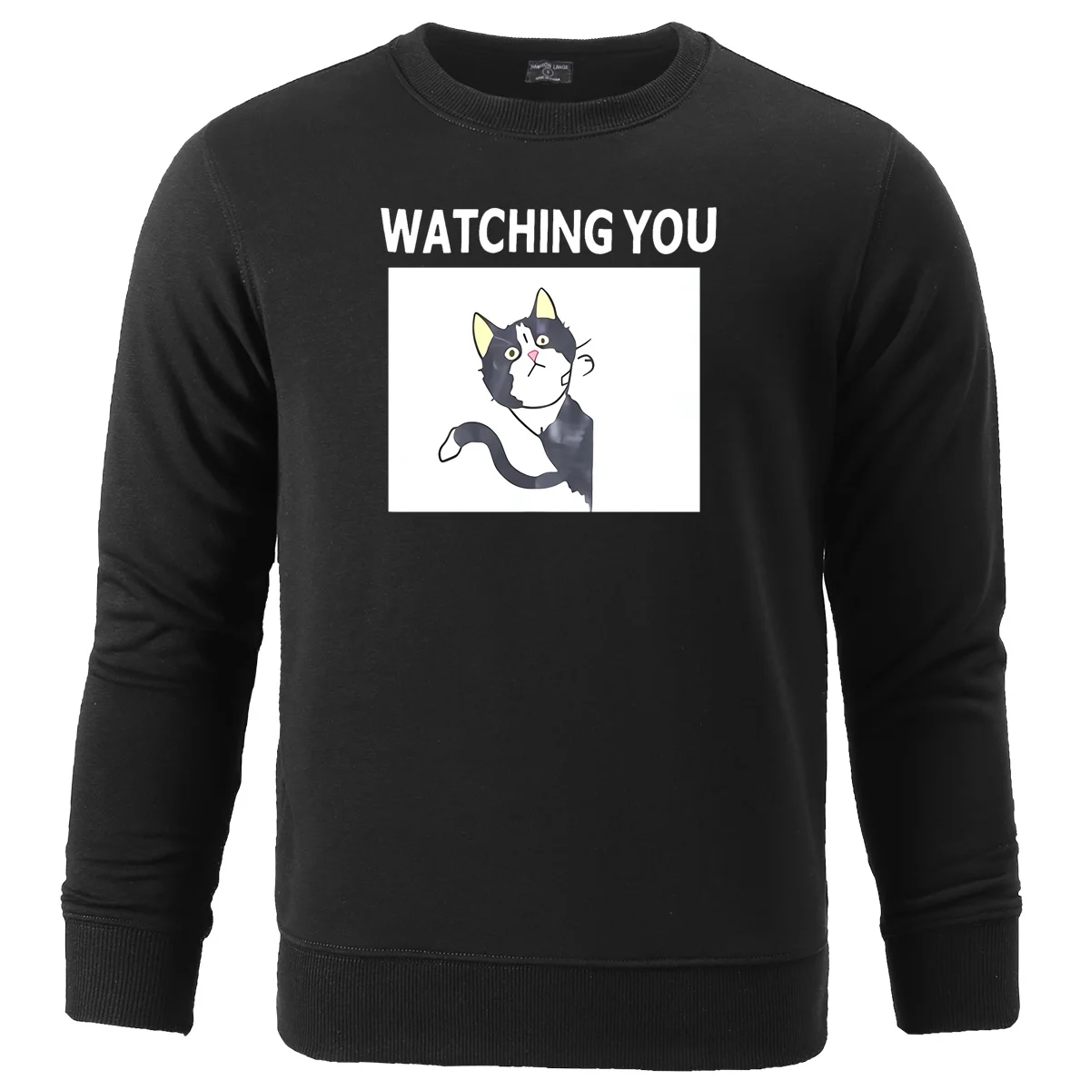 

Animal Cat Watching You Autumn Winter Mens Hooded Fashion Hip Hop Streetwear Funny Casual Pullover Fleece Cartoon O-Neck Hoody