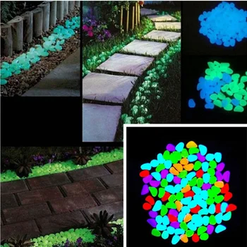

100pcs Garden Decor Luminous Stones Glow In Dark Decorative Pebbles Outdoor Fish Tank Decoration Pebble Rocks Aquarium Mix Color