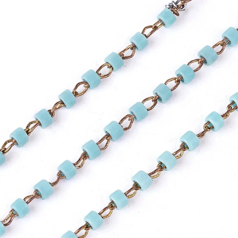PaleTurquoise 10 м/рулон ручной работы Стекло бисером цепи пайки с без покрытия Никель латунь, находки с катушкой 1~ 2x0. 9~ 1,5 мм F70 - Цвет: PaleTurquoise