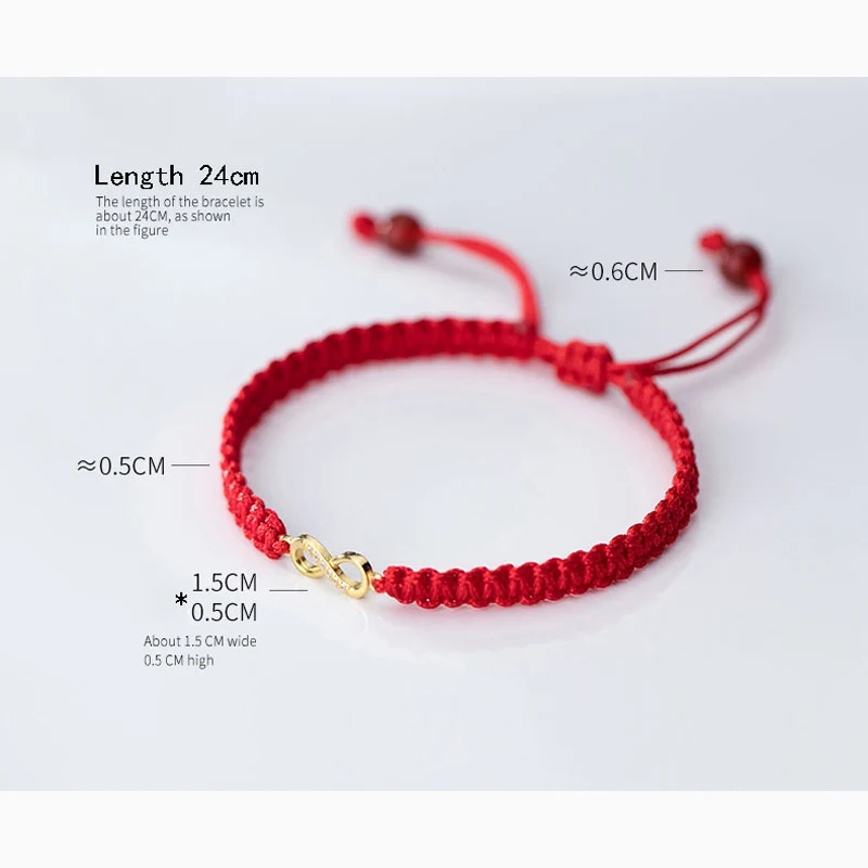 red La Maxza, 925 пробы, серебро, восемь браслетов для женщин, красная веревочная нить, серебряный браслет, 925, для женщин, Femme, женские аксессуары - Окраска металла: red