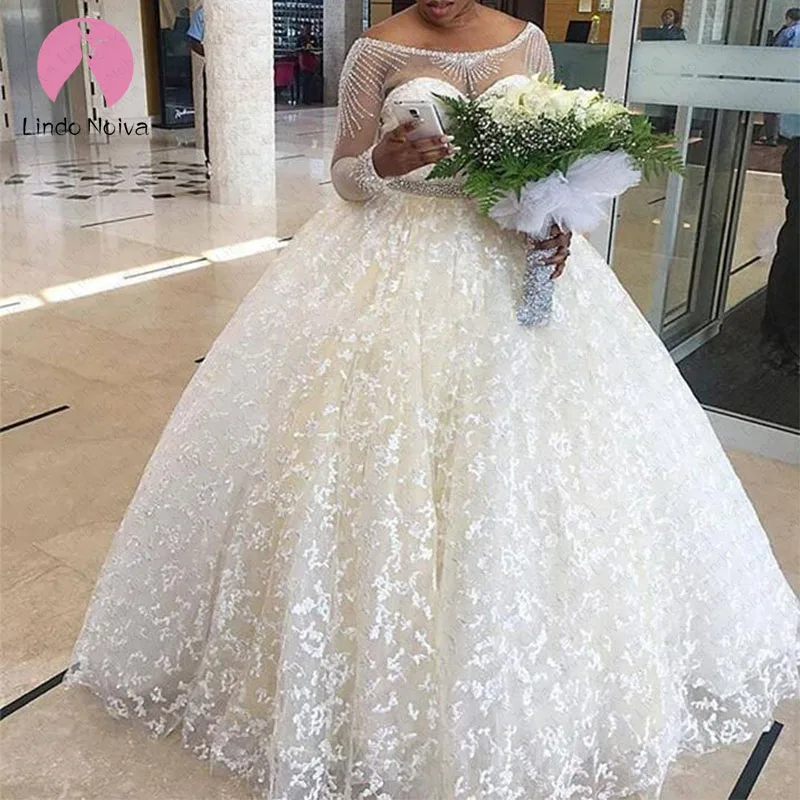 Африканский Vestido De Noiva элегантное бальное платье с длинными рукавами Свадебные