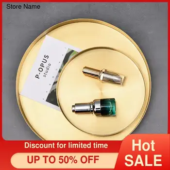 

Home Gold Stainless Steel round Straight Tray Northern European Ins Wind Light Luxury Storage Disc Cosmetics Jewelry Decorative