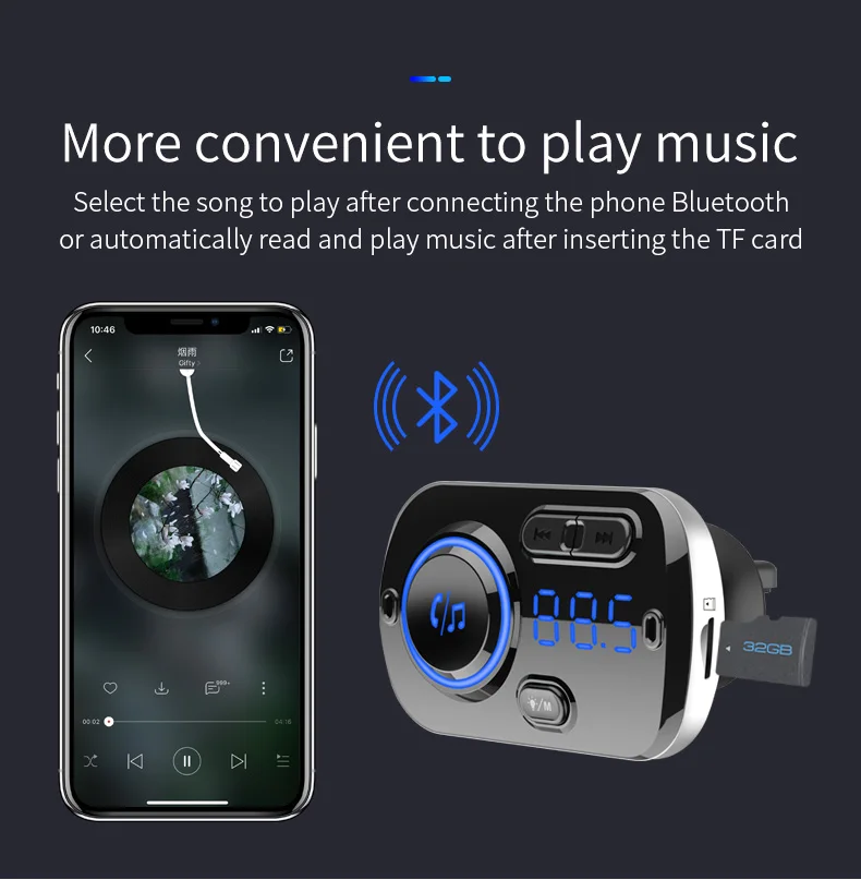 Fm-передатчик модулятор Bluetooth приемник автомобильный беспроводной радио адаптер громкой связи вызов Быстрая зарядка 3,0 двойной USB быстрое автомобильное зарядное устройство
