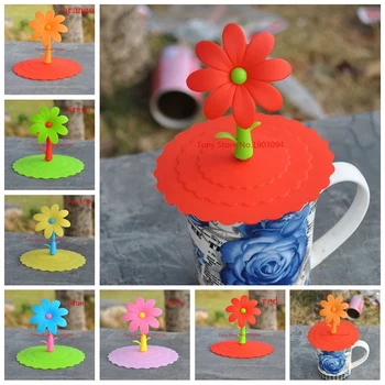 

10pcs/lot Sunflower Lacet Anti-Dust Silicone Lids For Tea Cup Cover Coffee Caneca Xicara Tea Cup Vasos De Plastico Suction Seal