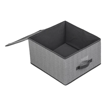 

LBER Storage Bins for Closet with Lids and Handles, Rectangle Storage Box, Fabric Storage Baskets Container-Gray
