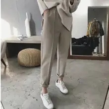 

CGC 2022 Spring Winter Wool Pants Women Loose Straight Warm Thick Pant Casual Harajuku Trouser Suits Women Oversize Capri Pants