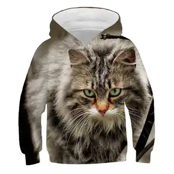 

Cat animals Tracksuit Tops Boys and Girls cute Sweatshirts polyester Clothes for Kids Hoodies Loose Style autumn winter Pullover