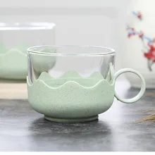 2 шт./компл. Творческий кружки Стекло воды чашки 160 мл пшеничной соломы Nordic Стиль Кофе Чай молочный напиток чашки экологически чистый стакан для напитков Чай чашки