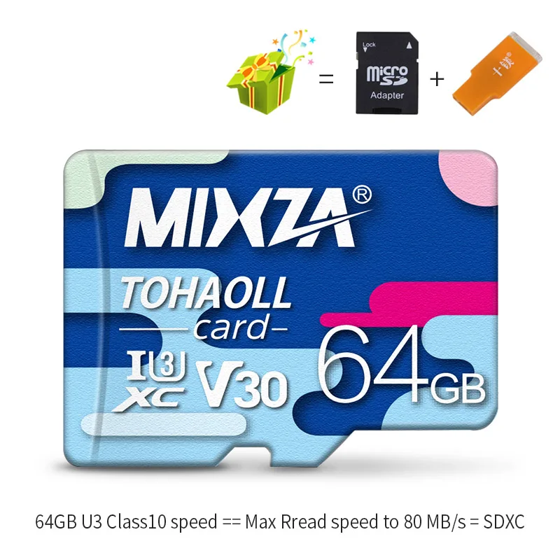 Карта памяти MIXZA BF 256 ГБ U3 80 МБ/с./с класс 10 128 Гб 64 ГБ 32 ГБ U1 Micro sd карта UHS-1 флэш-карта памяти Microsd TF/sd карта s - Емкость: U3 64GB